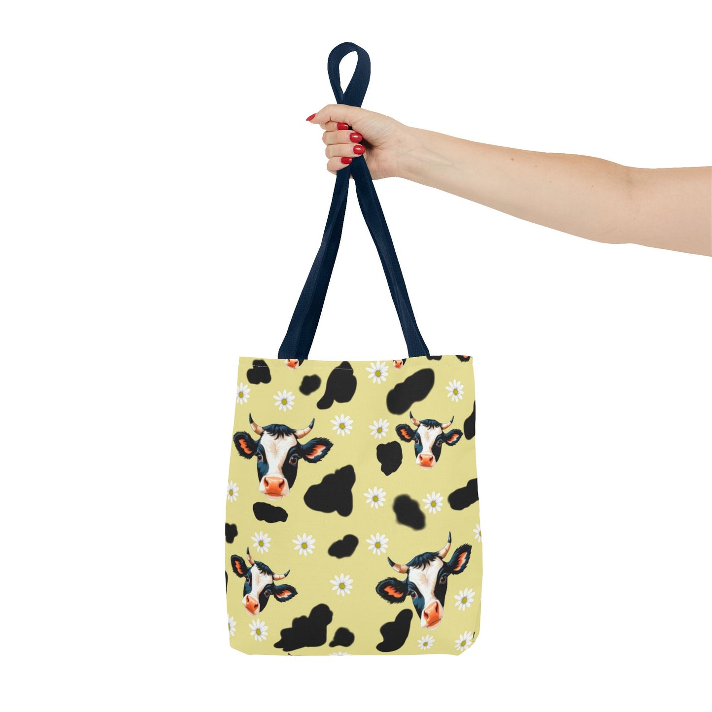 Cow Print Tote Bag, Cute Animal Lover Gift, Floral Cow AOP Bag, Cow-Themed Market Tote, Farmhouse Style Eco-Friendly Bag