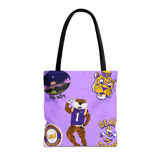 LSU Spirit Tote Bag, Purple Graphic Tote, College Pride Bag, Everyday Essentials, Game Day Tote, Unique Gifts for Students