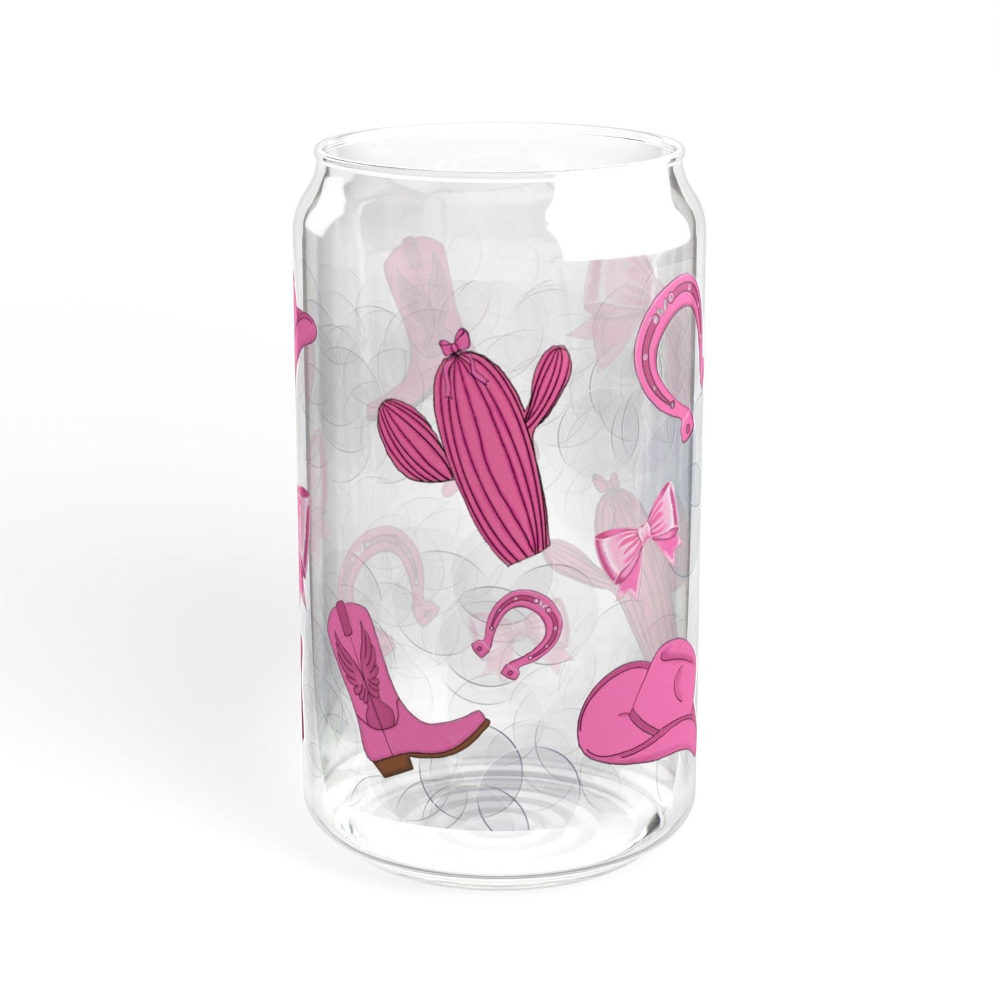 Cowgirl Sipper Glass - 16oz, Fun Drinkware for Parties, Unique Home Decor, Gift for Kids, Pink Design, Eco-Friendly Straw
