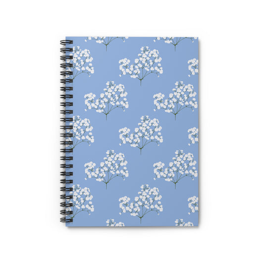 Blue Baby's Breath Floral Spiral Notebook — Ruled Journal for Notes & School