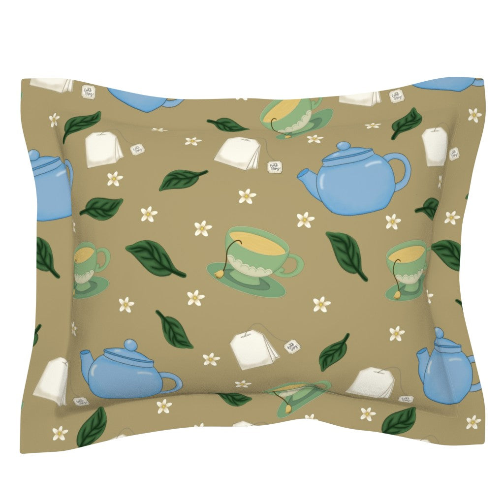Tea Time Repeating Pattern Pillow Sham