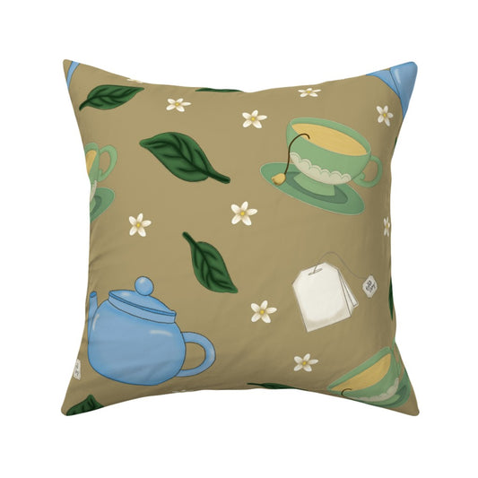 Tea Time Repeating Pattern Throw Pillow