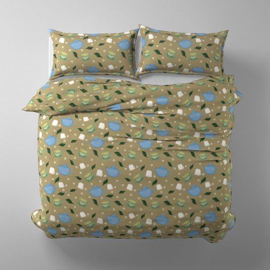 Tea Time Repeating Pattern Duvet Cover