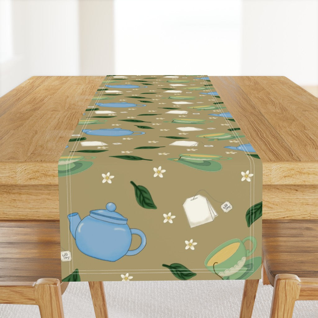 Tea Time Repeating Pattern Table Runner