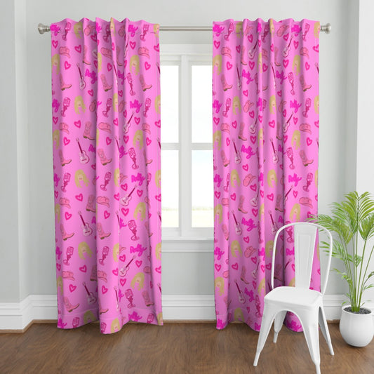 Dolly Parton Inspired "Dolly" Repeating Pattern Curtains