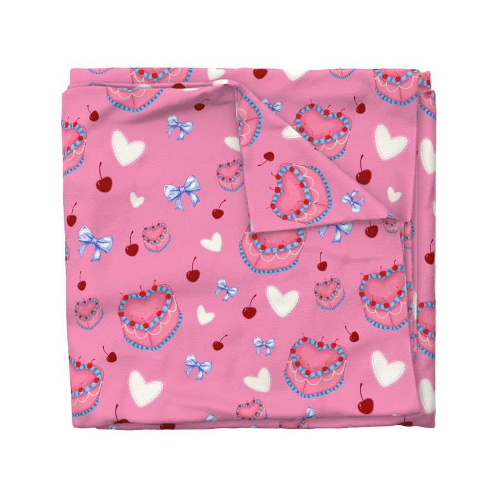 Cakes Bow and Cherries Repeating Pattern Duvet Cover