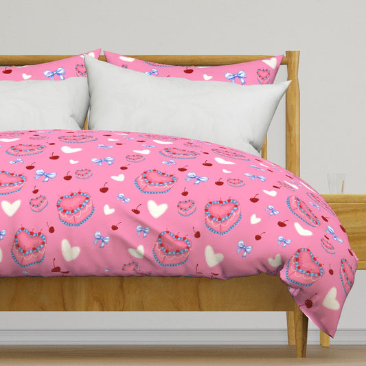 Cakes Bow and Cherries Repeating Pattern Duvet Cover