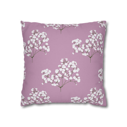 Mauve Baby's Breath Throw Pillow - Dusty Rose Square Pillowcase