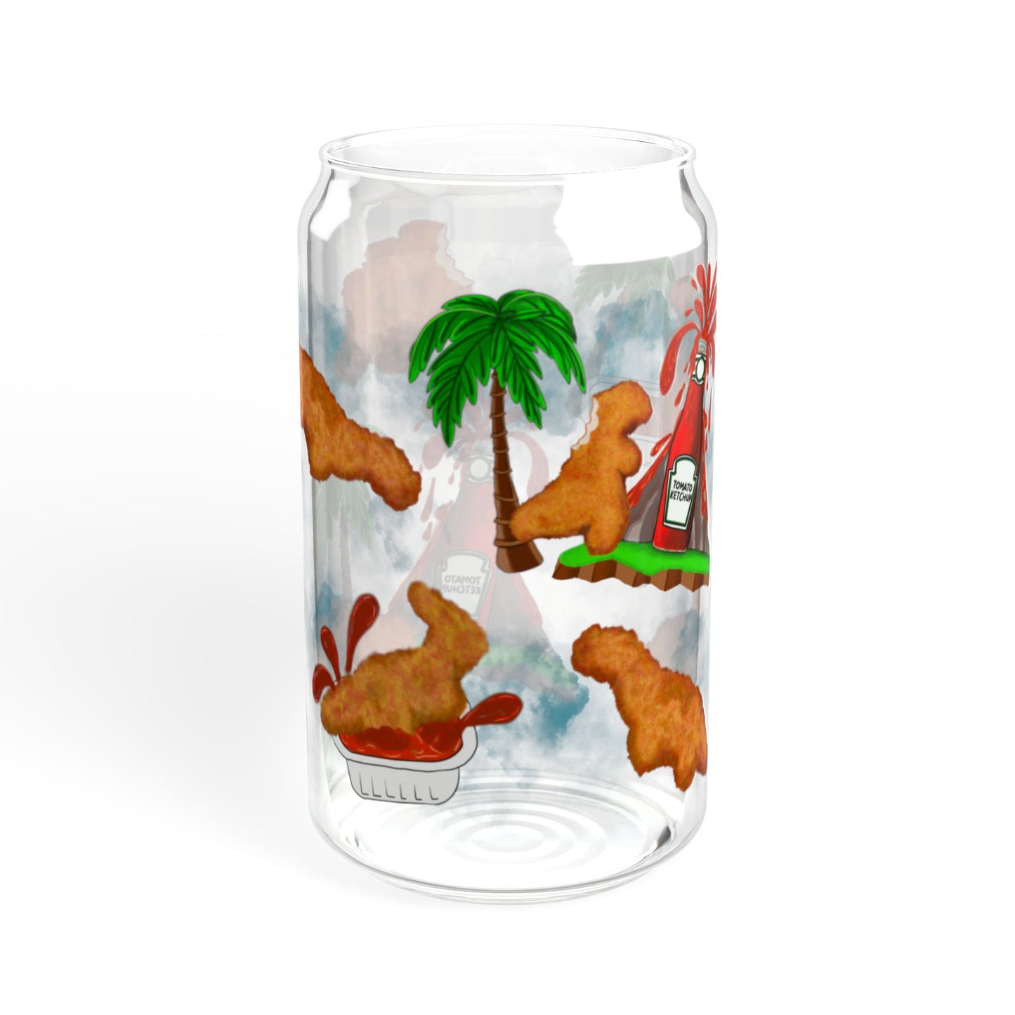 Dino Nuggets Sipper Glass, 16oz | Fun Summer Drinkware, Hawaiian Vibes, Beach Party Decor, Eco-Friendly Glass, Gift for Nature Lovers