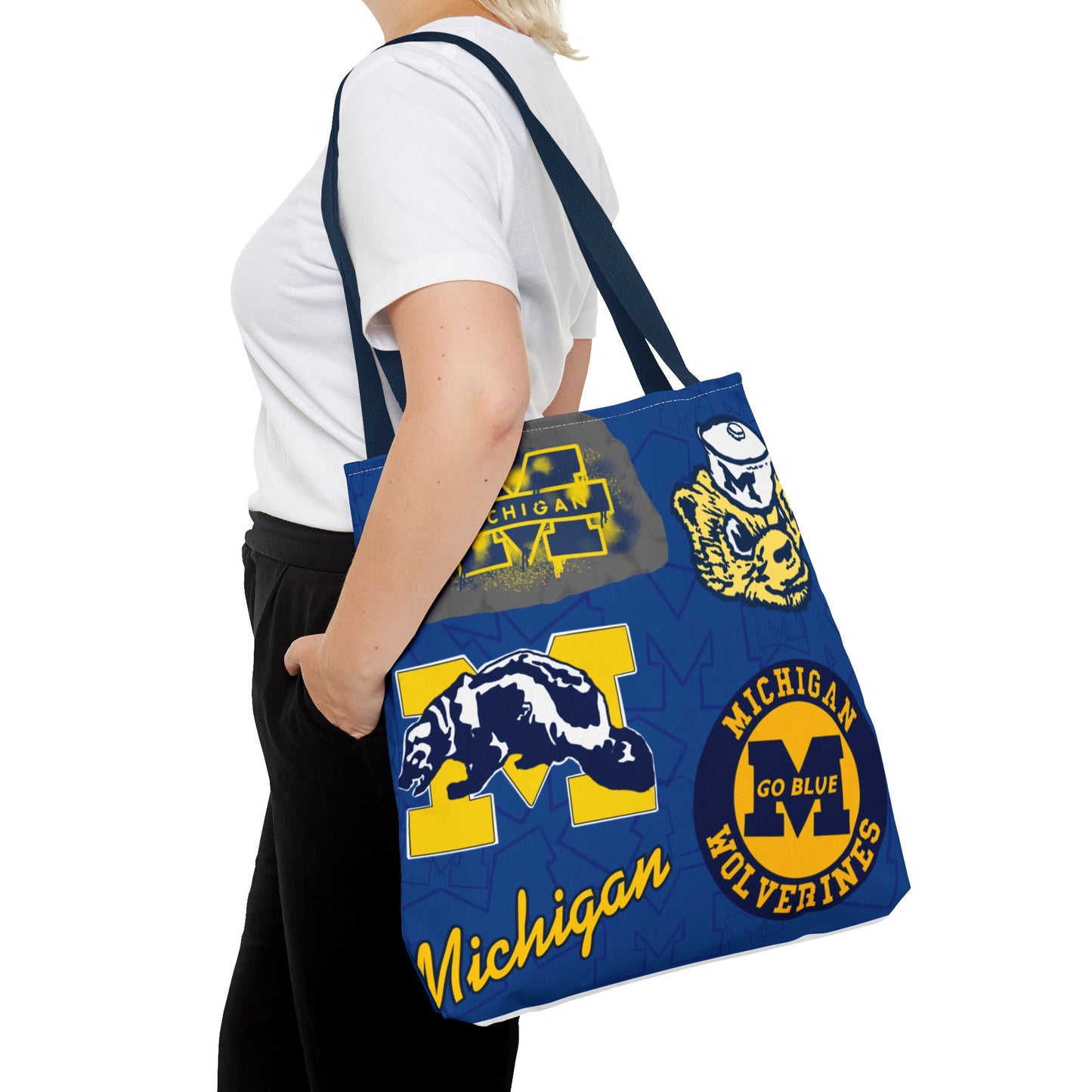 Michigan Spirit Tote Bag, College Student Gift, Game Day Accessory, Team Pride, Sports Tote, University of Michigan