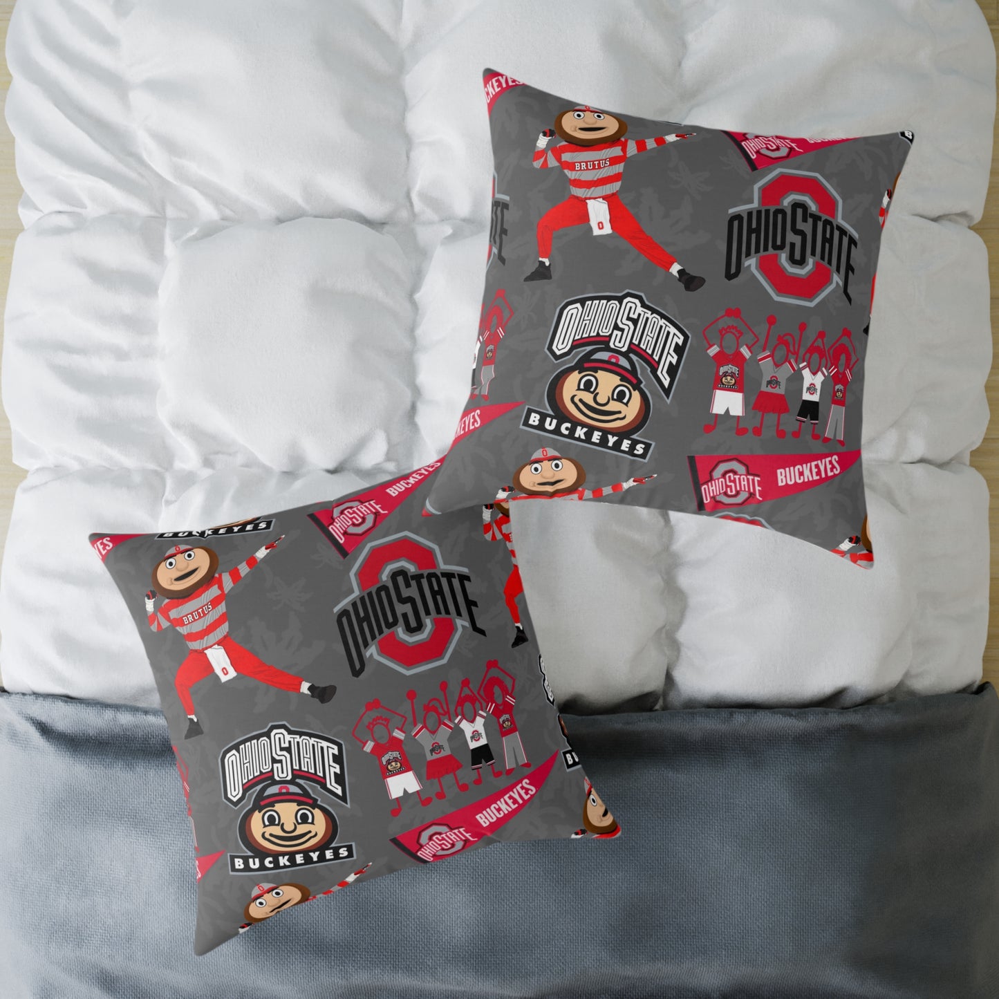Ohio State Buckeyes Square Poly Canvas Pillow, Sports Fan Decor, College Football Pillow, Team Spirit Cushion, Gift for Student or Alumni
