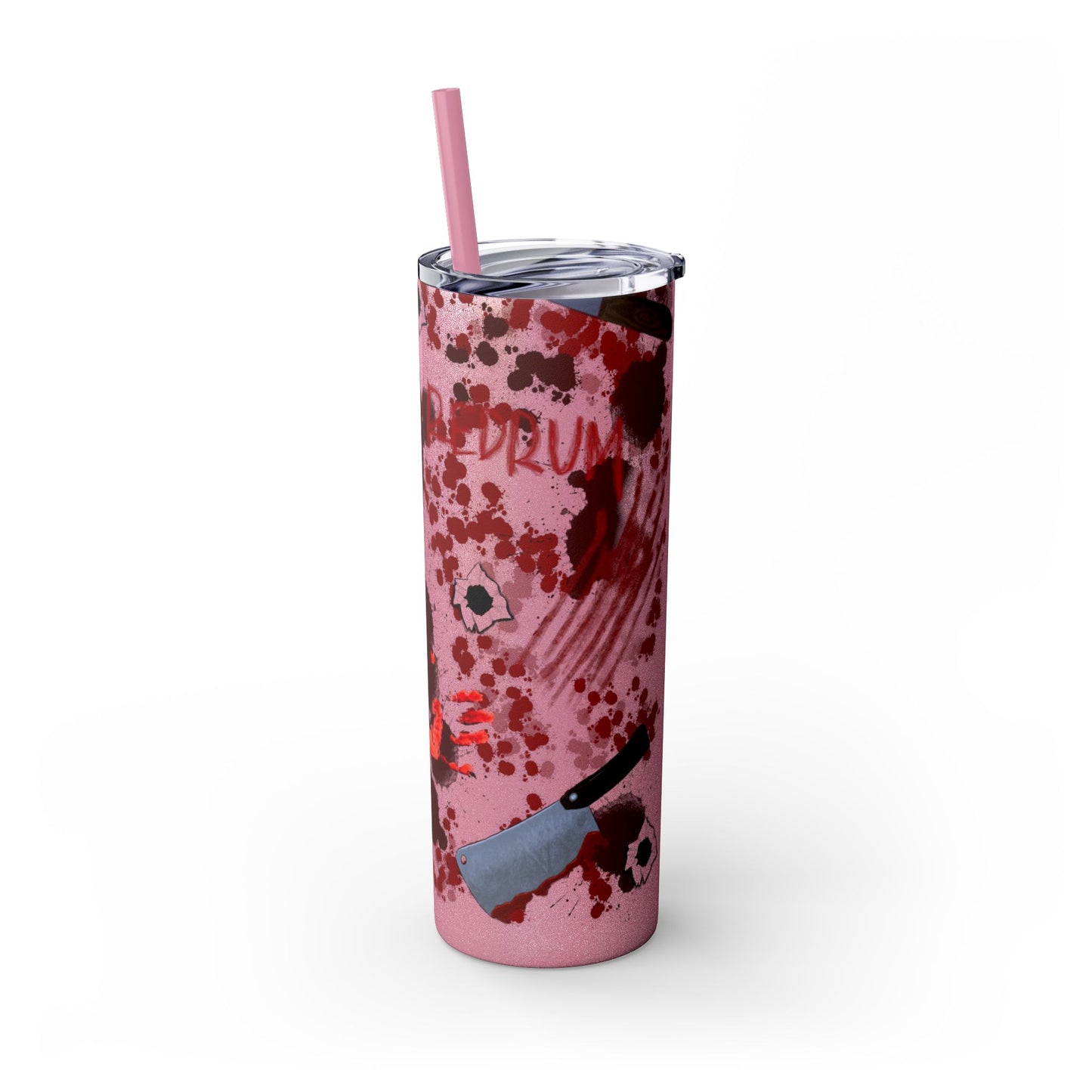 Blood Splatter Print Skinny Tumbler | 20oz Insulated Travel Cup, Unique Gift for Artists, Halloween Decor, Stylish Water Bottle, Revenge Themed