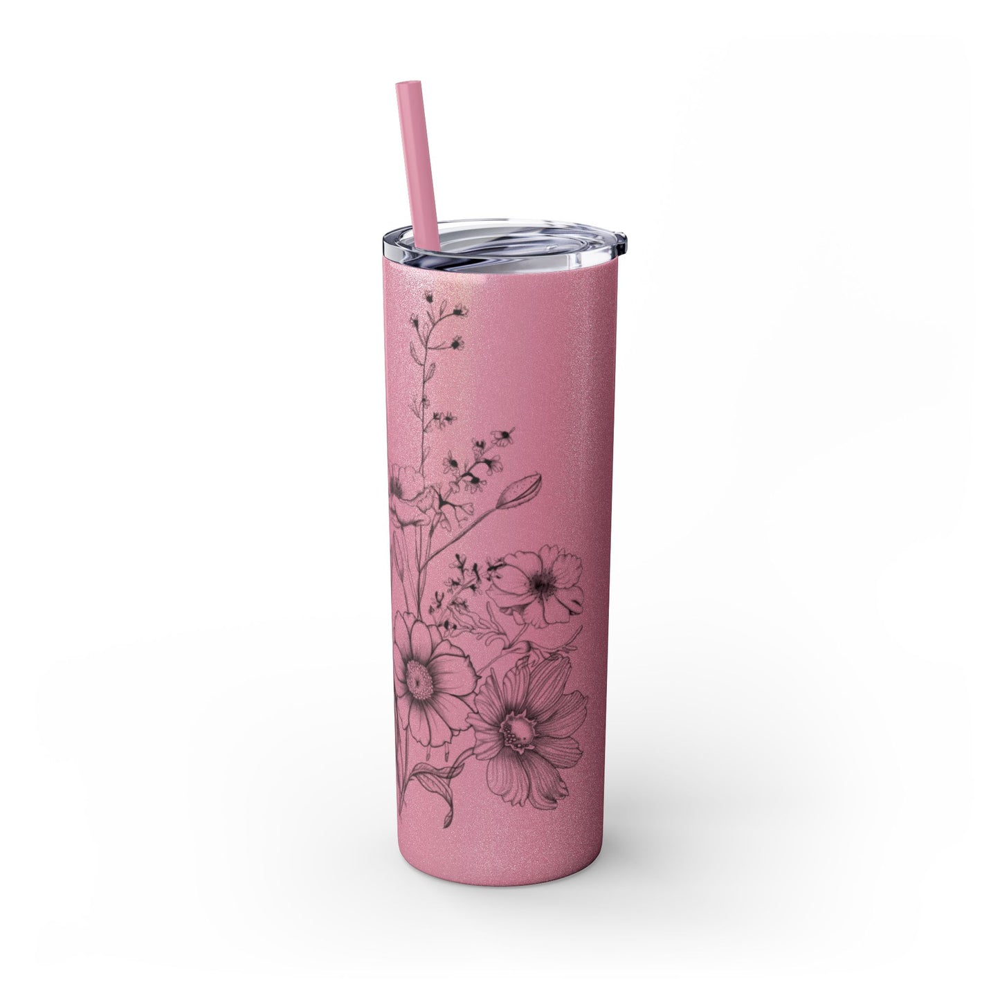 Floral Skinny Tumbler, Elegant Flower Design Drinkware, Perfect for Weddings, Gifts, or Everyday Use