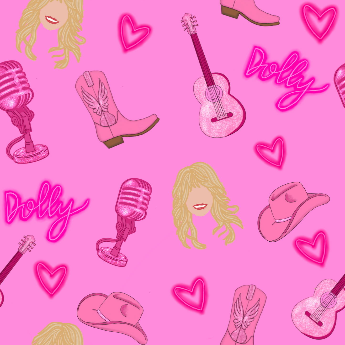 Dolly Parton Inspired "Dolly" Repeating Pattern Digital Download