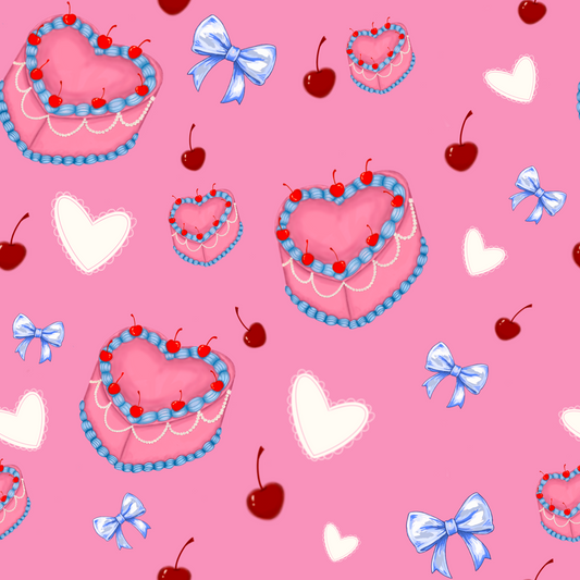 Cakes, Bows and Cherries Repeating Pattern Digital Download