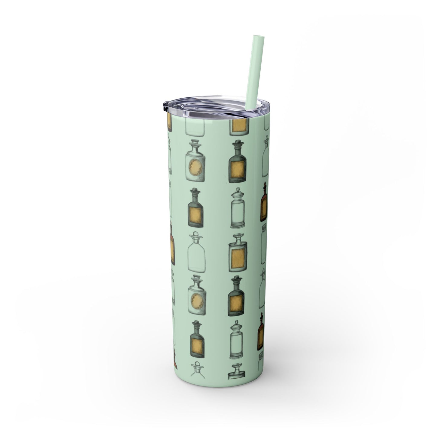 Apothecary Jars Skinny Tumbler with Straw, 20oz - Perfect for Drinks, Gifts, Home Decor, Eco-friendly, Party Favorites