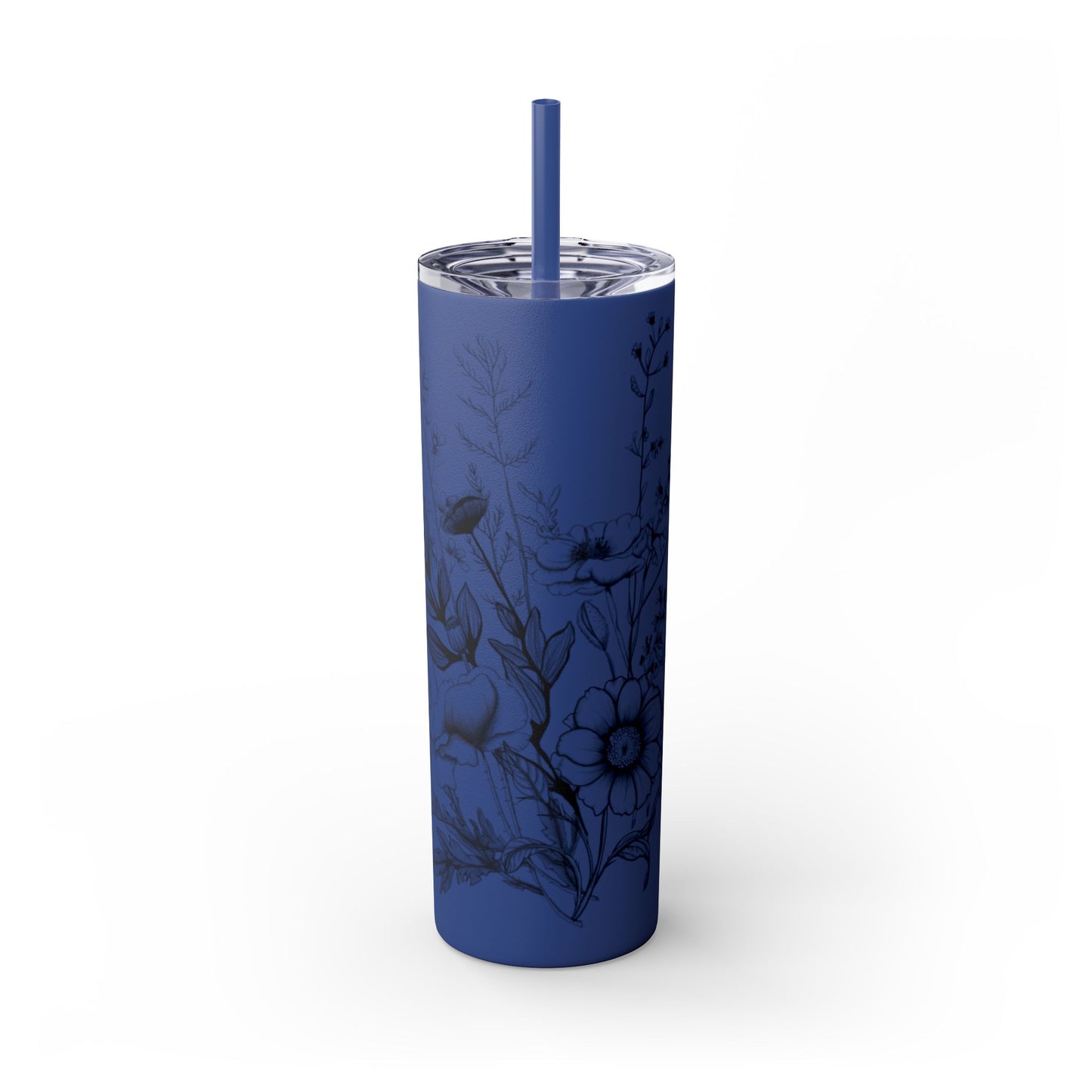Floral Skinny Tumbler, Elegant Flower Design Drinkware, Perfect for Weddings, Gifts, or Everyday Use