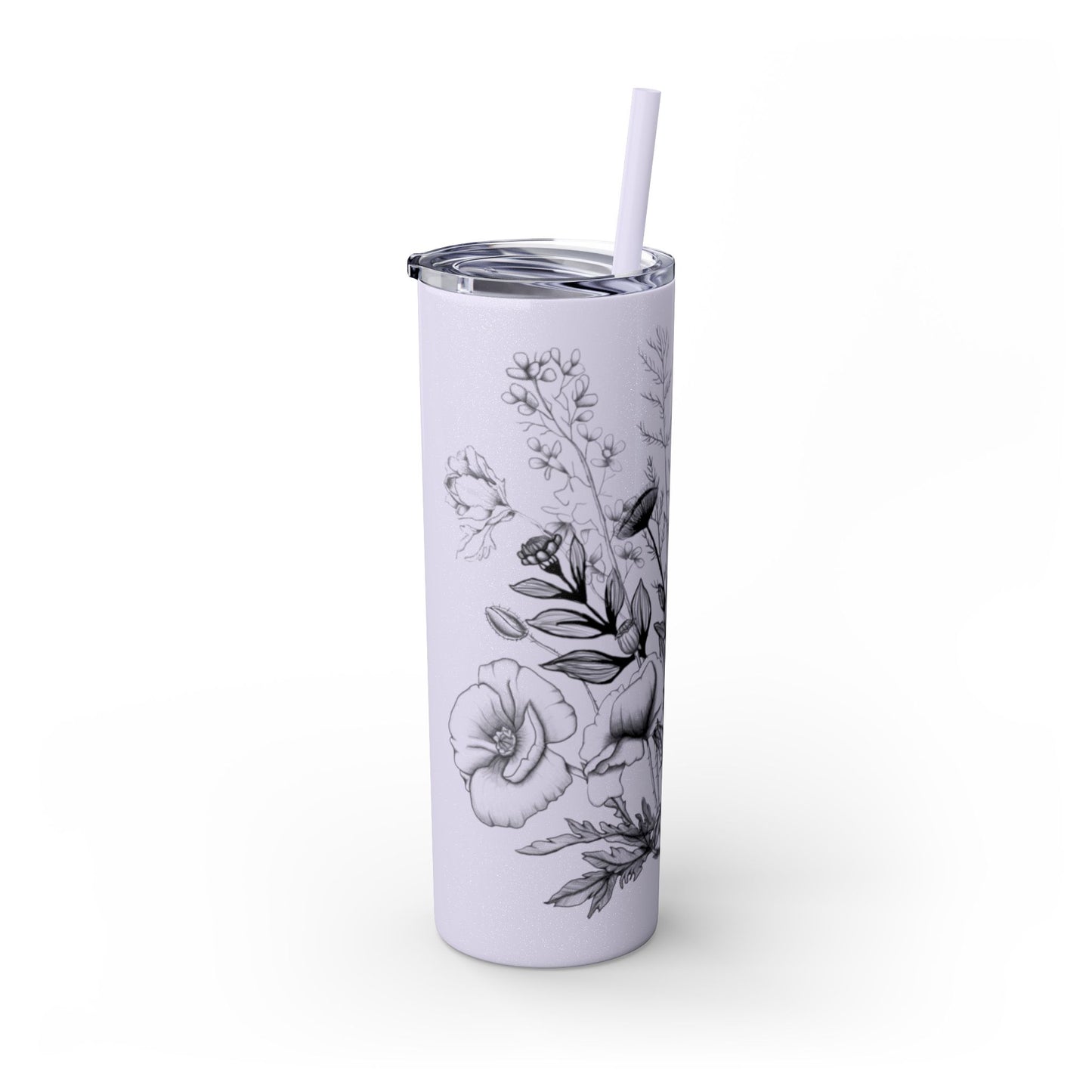 Floral Skinny Tumbler, Elegant Flower Design Drinkware, Perfect for Weddings, Gifts, or Everyday Use