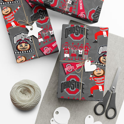 Ohio State Buckeyes Gift Wrap Paper - Brutus Mascot College Football Wrapping Paper