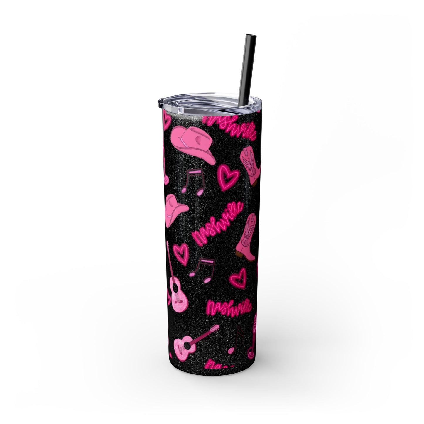 Pink Nashville Themed Skinny Tumbler | 20oz Drink Cup for Concerts, Parties, Gifts, Festivals, or Daily Use