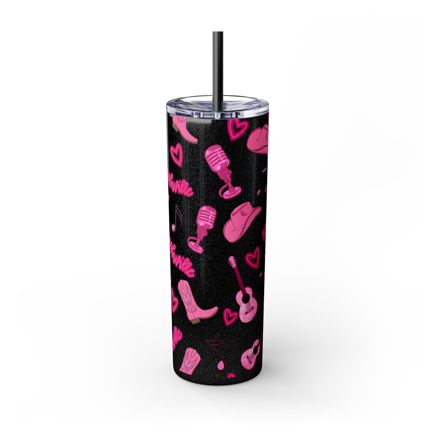 Pink Nashville Themed Skinny Tumbler | 20oz Drink Cup for Concerts, Parties, Gifts, Festivals, or Daily Use