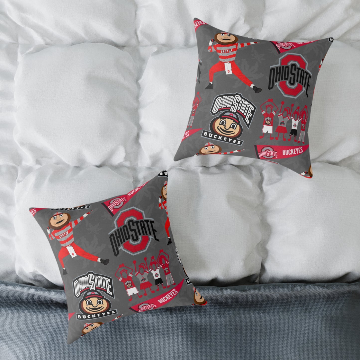 Ohio State Buckeyes Square Poly Canvas Pillow, Sports Fan Decor, College Football Pillow, Team Spirit Cushion, Gift for Student or Alumni