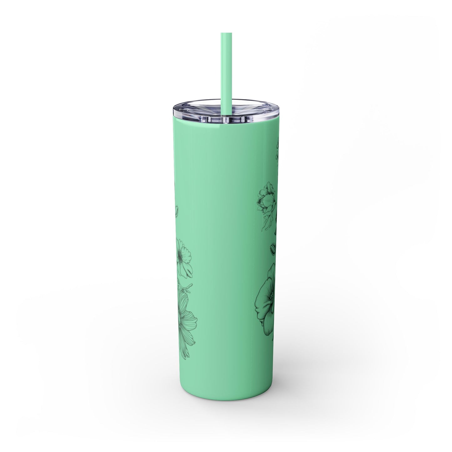 Floral Skinny Tumbler, Elegant Flower Design Drinkware, Perfect for Weddings, Gifts, or Everyday Use