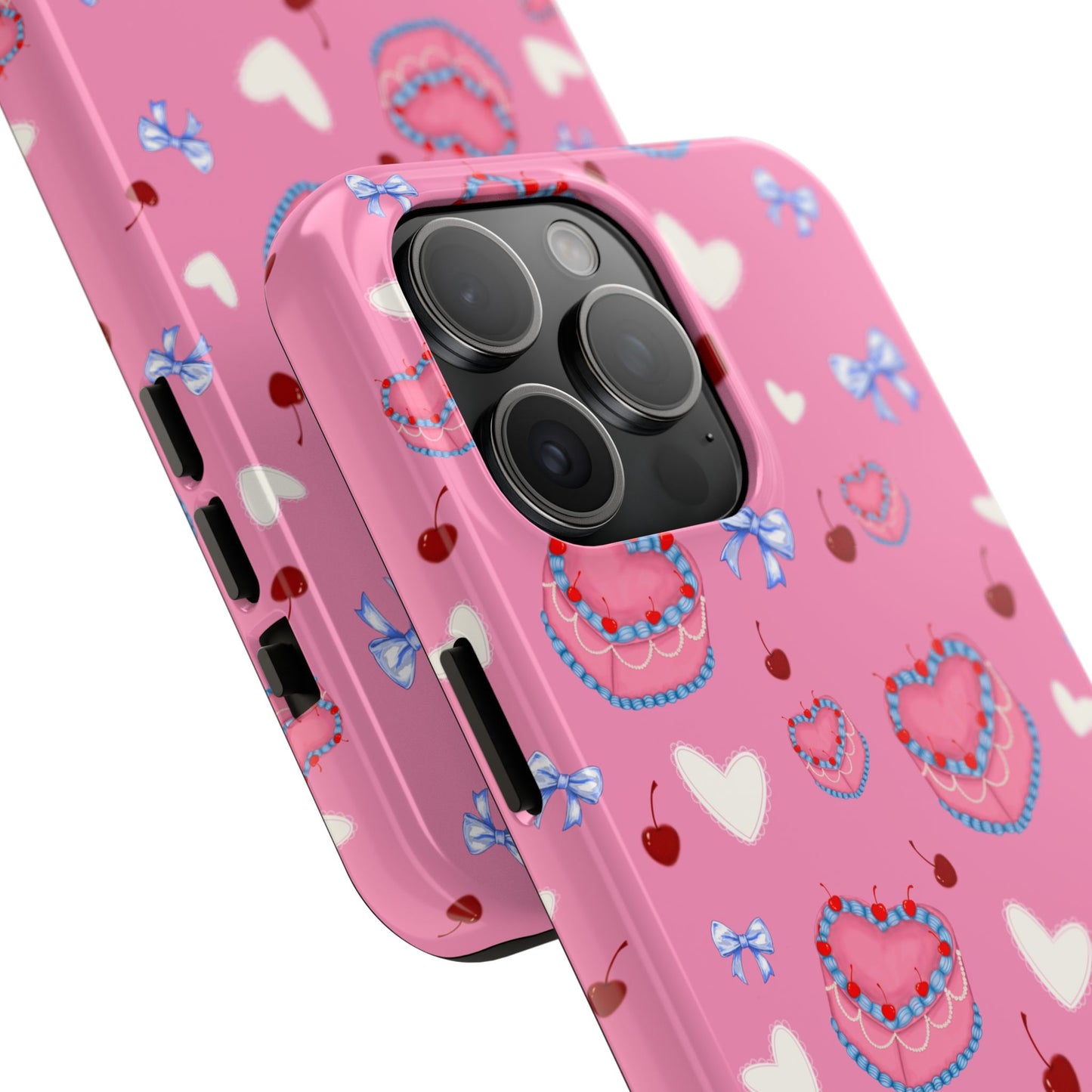 Hearts and Cake Patterned Phone Cases with Bow and Cherry Designs, Durable Phone Cover, Trendy Gift for Teens, Stylish Accessory, Perfect for [...]