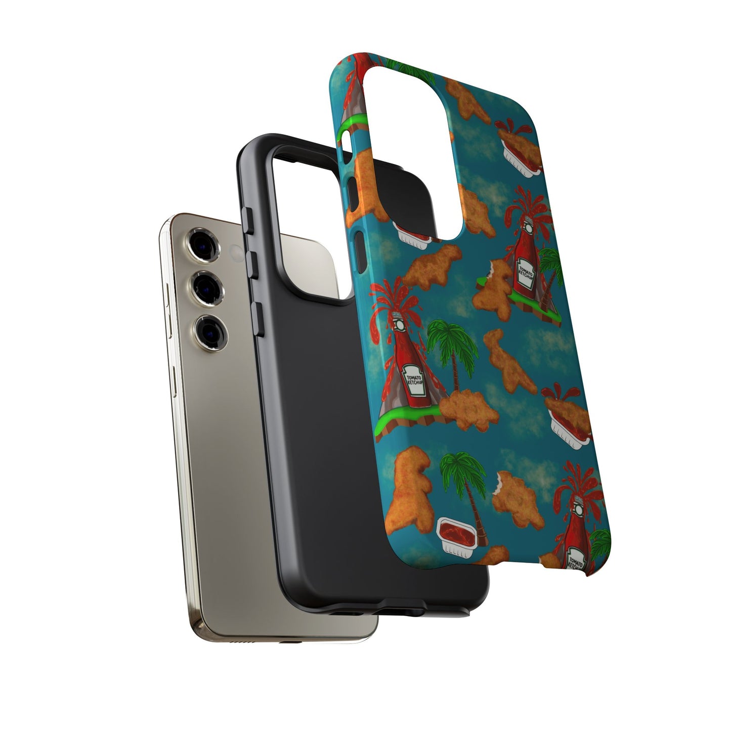Dino Nuggets Phone Case - Tropical Vibes & Humor, Perfect Gift for Friends, Summer BBQ, Beach Lovers, Unique Accessory, Tough Cases