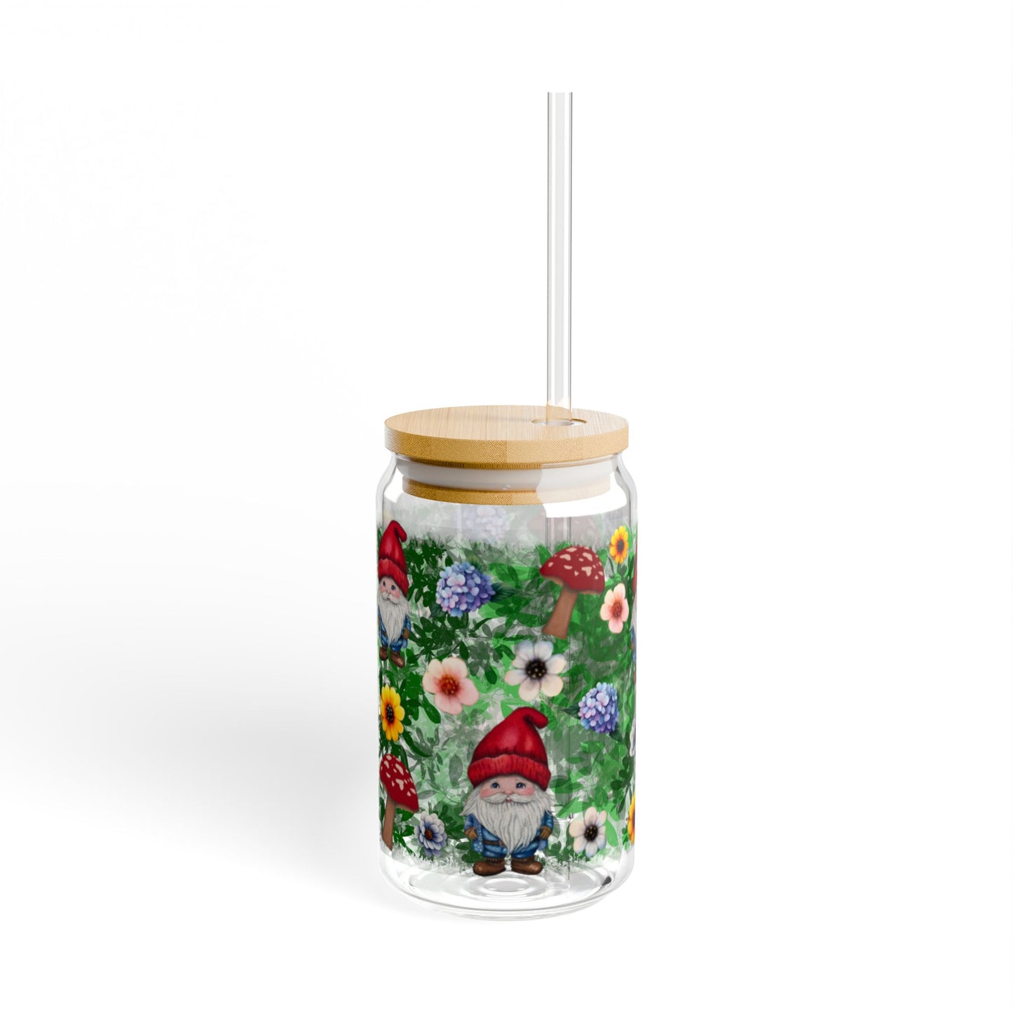 Gnome Garden Sipper Glass, 16oz