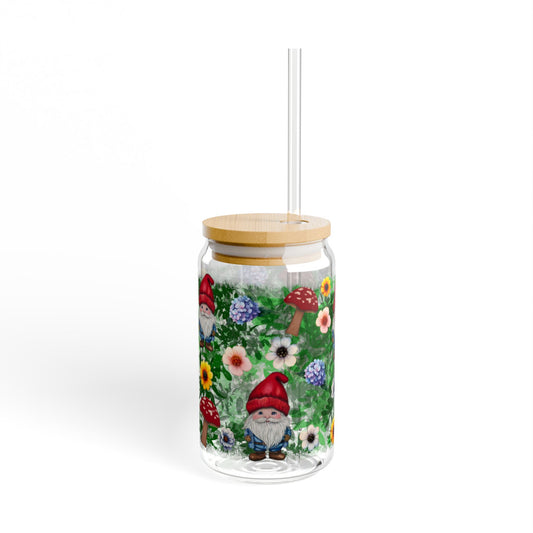 Gnome Garden Sipper Glass, 16oz