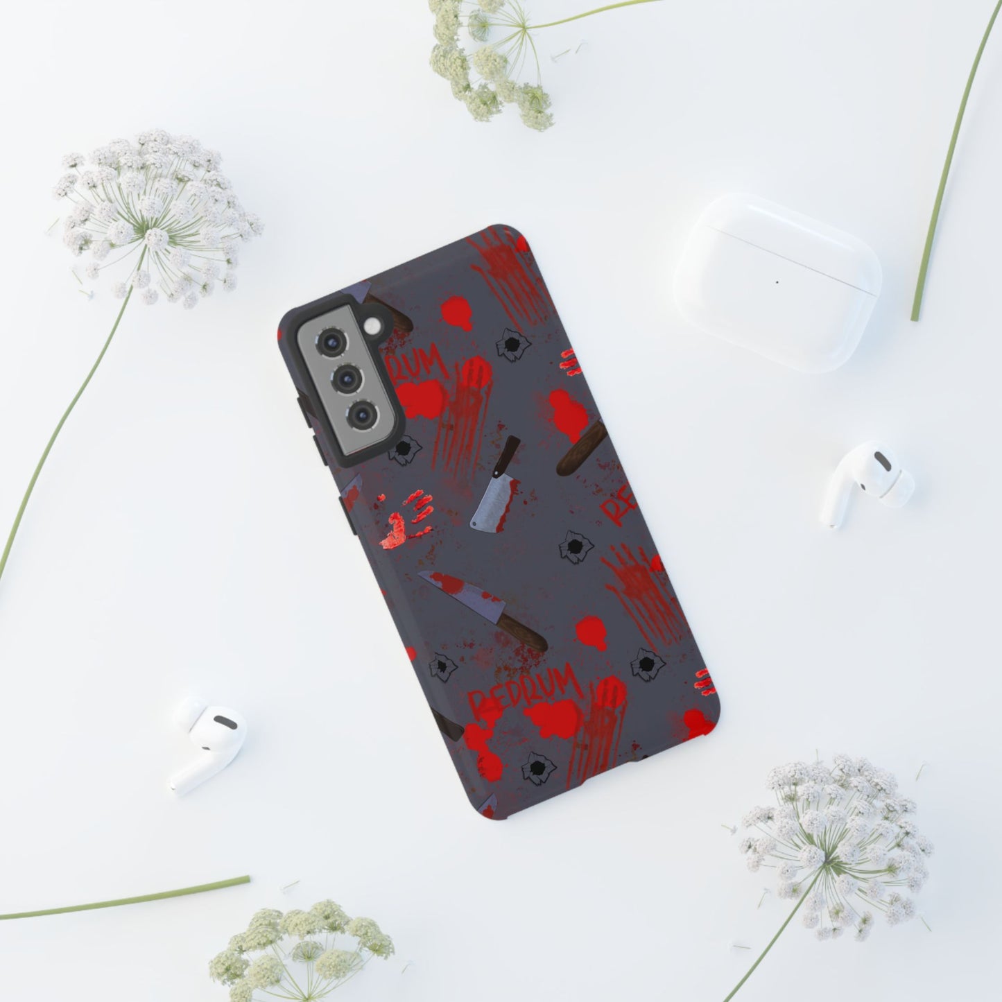 Blood Splatter Phone Case, Tough Case for Horror Fans, Halloween Accessory, Unique Gift for Gamers, Spooky Phone Cover