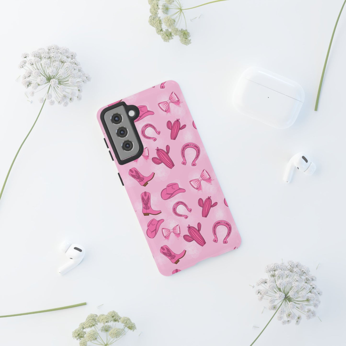 Cowgirl Chic Phone Case, Western Style Tough Case, Cute Pink Cowboy Theme, Gift for Rodeo Lovers, Country Western Decor