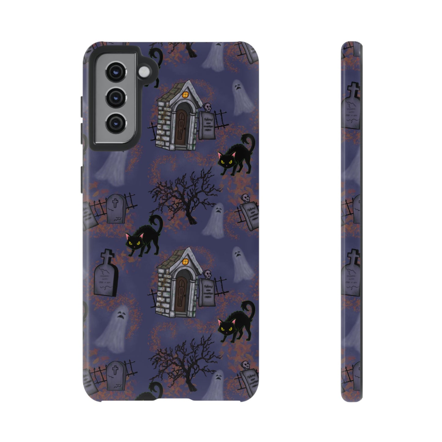Halloween Phone Case, Spooky Cat Design, Tough Phone Cover, Gift for Cat Lovers, Fall Decor, Halloween Accessories
