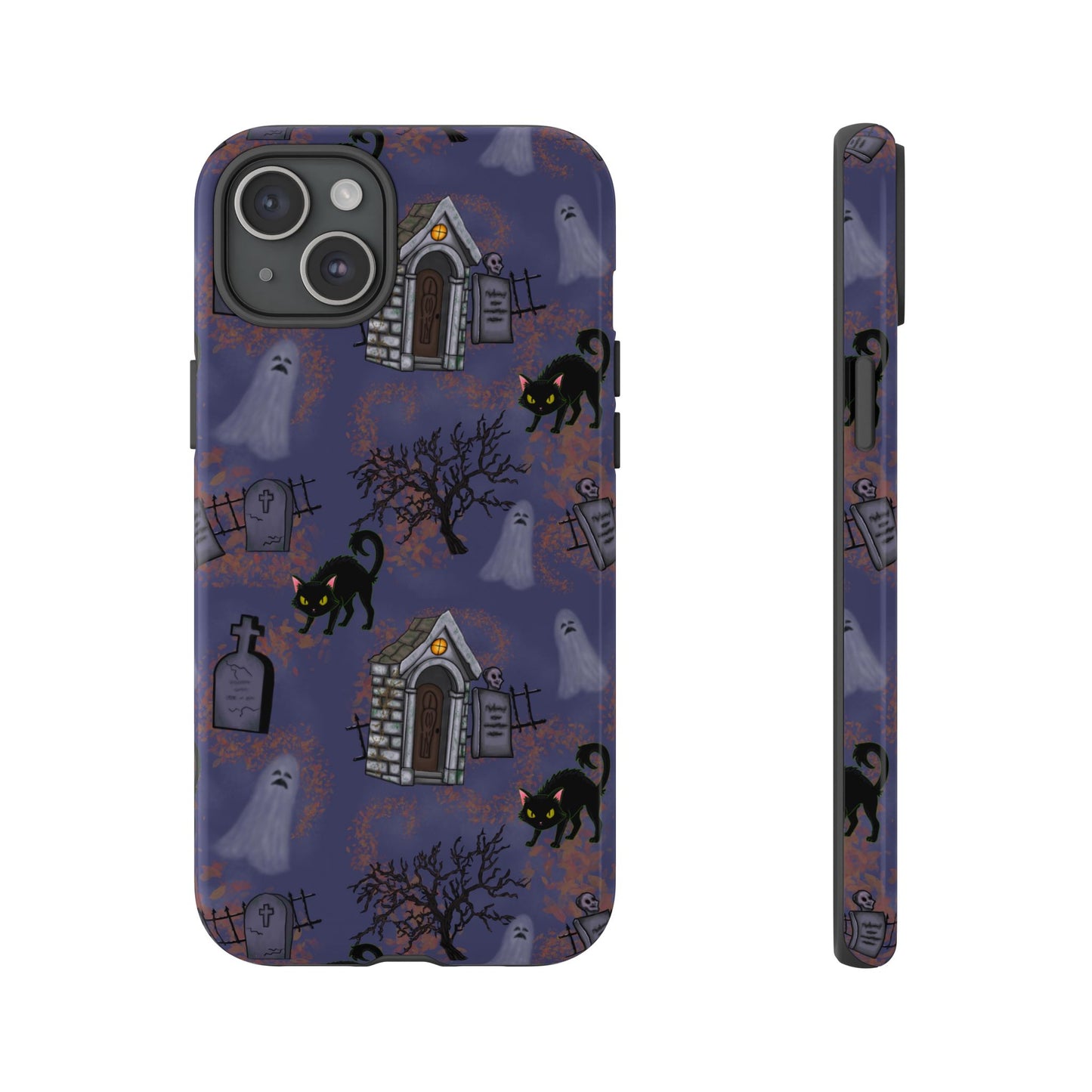 Halloween Phone Case, Spooky Cat Design, Tough Phone Cover, Gift for Cat Lovers, Fall Decor, Halloween Accessories