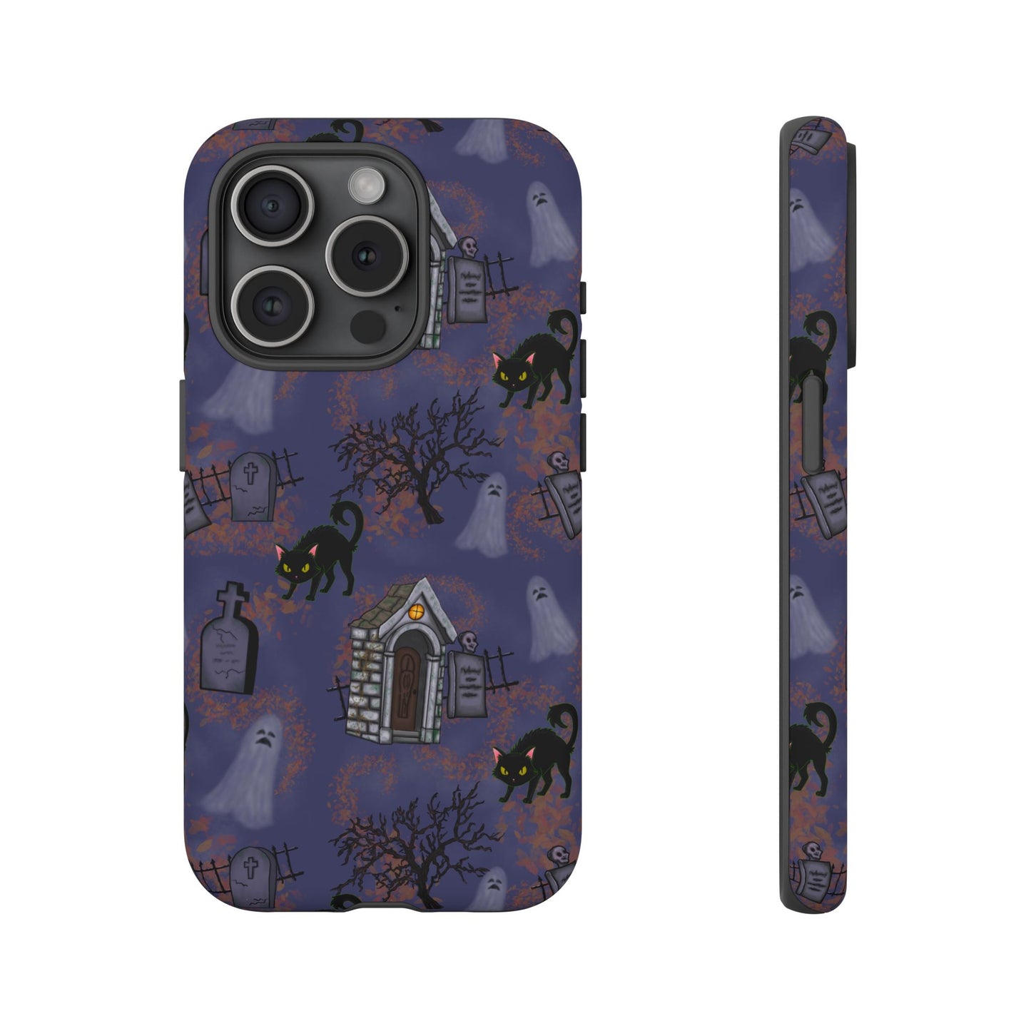 Halloween Phone Case, Spooky Cat Design, Tough Phone Cover, Gift for Cat Lovers, Fall Decor, Halloween Accessories