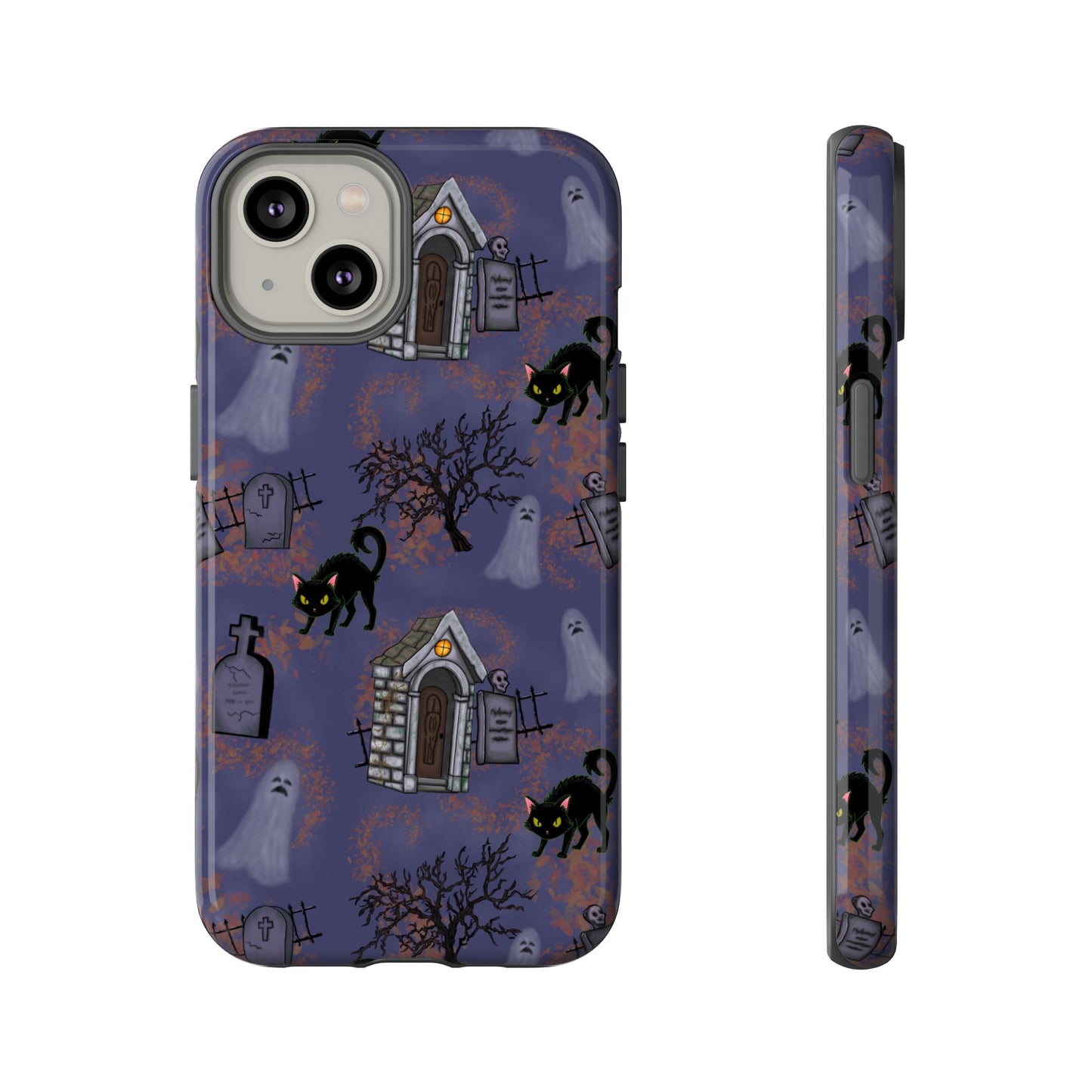 Halloween Phone Case, Spooky Cat Design, Tough Phone Cover, Gift for Cat Lovers, Fall Decor, Halloween Accessories