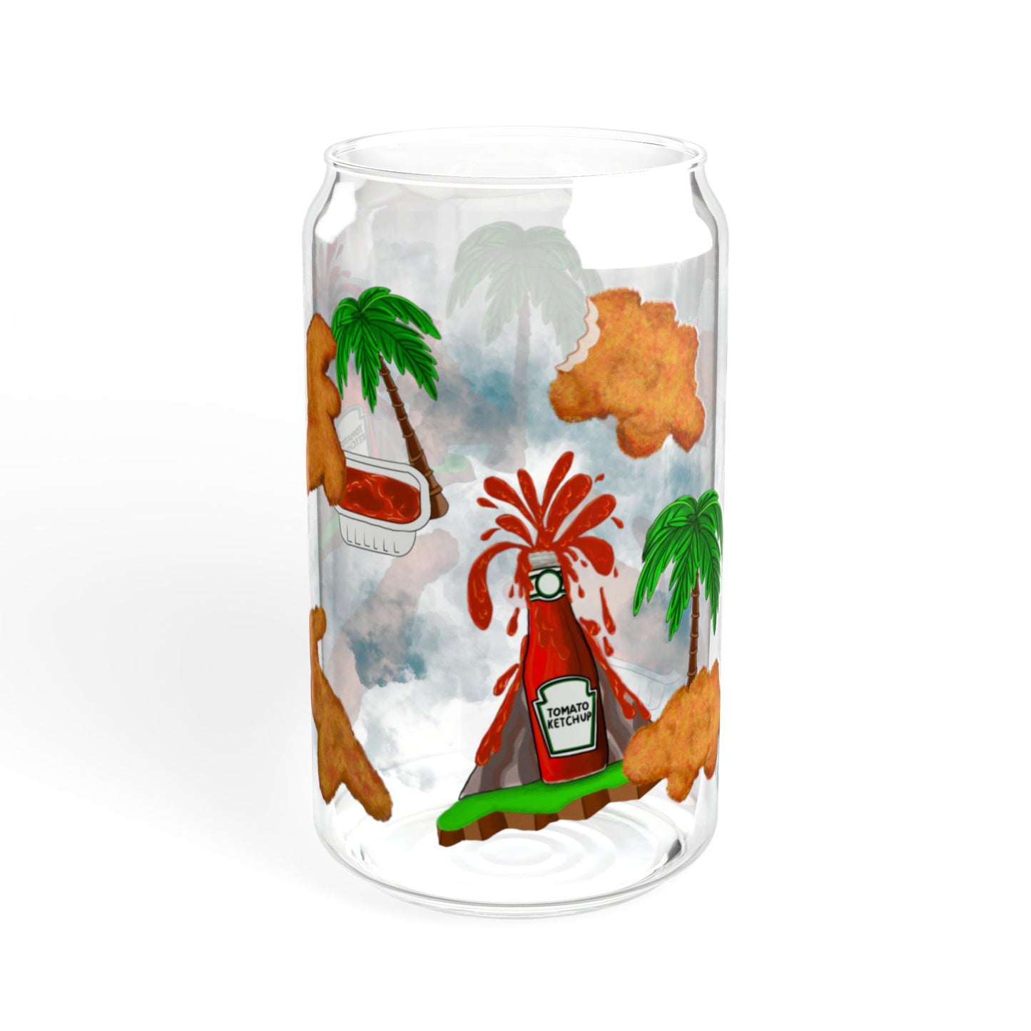 Dino Nuggets Sipper Glass, 16oz | Fun Summer Drinkware, Hawaiian Vibes, Beach Party Decor, Eco-Friendly Glass, Gift for Nature Lovers