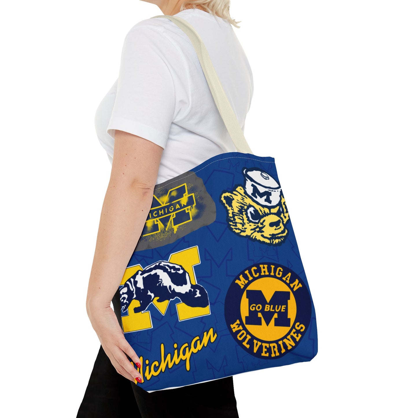 Michigan Spirit Tote Bag, College Student Gift, Game Day Accessory, Team Pride, Sports Tote, University of Michigan