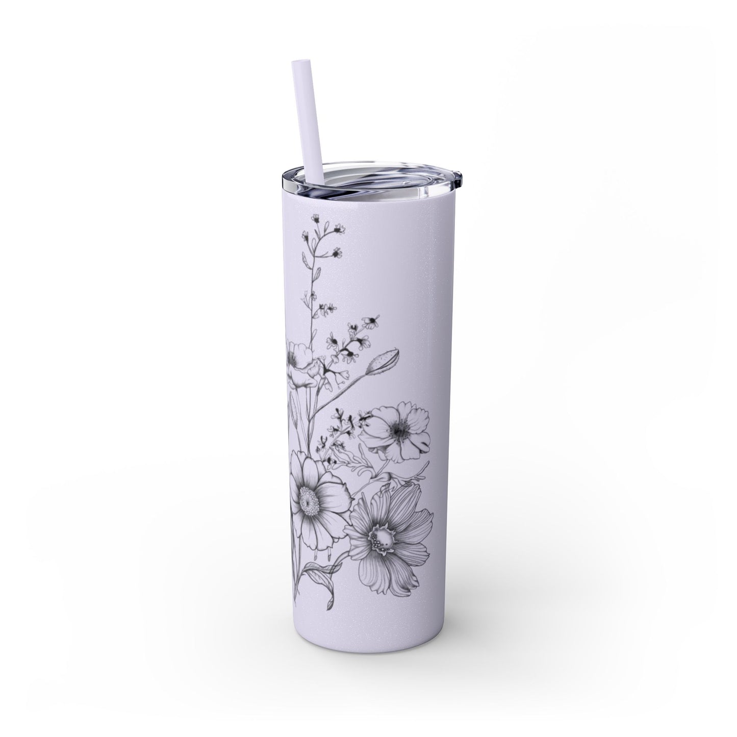 Floral Skinny Tumbler, Elegant Flower Design Drinkware, Perfect for Weddings, Gifts, or Everyday Use