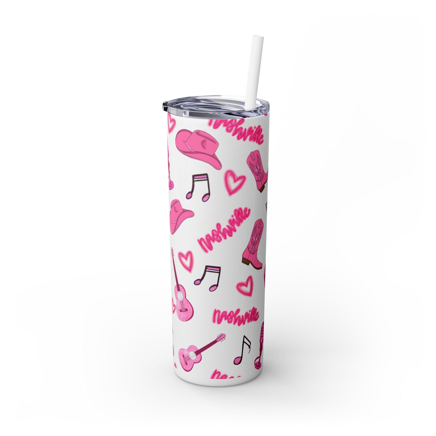 Pink Nashville Themed Skinny Tumbler | 20oz Drink Cup for Concerts, Parties, Gifts, Festivals, or Daily Use