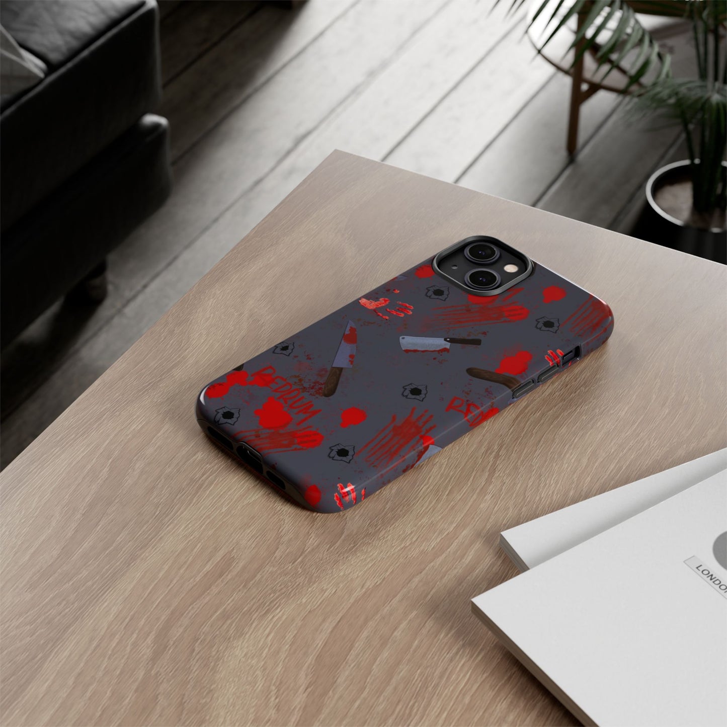 Blood Splatter Phone Case, Tough Case for Horror Fans, Halloween Accessory, Unique Gift for Gamers, Spooky Phone Cover