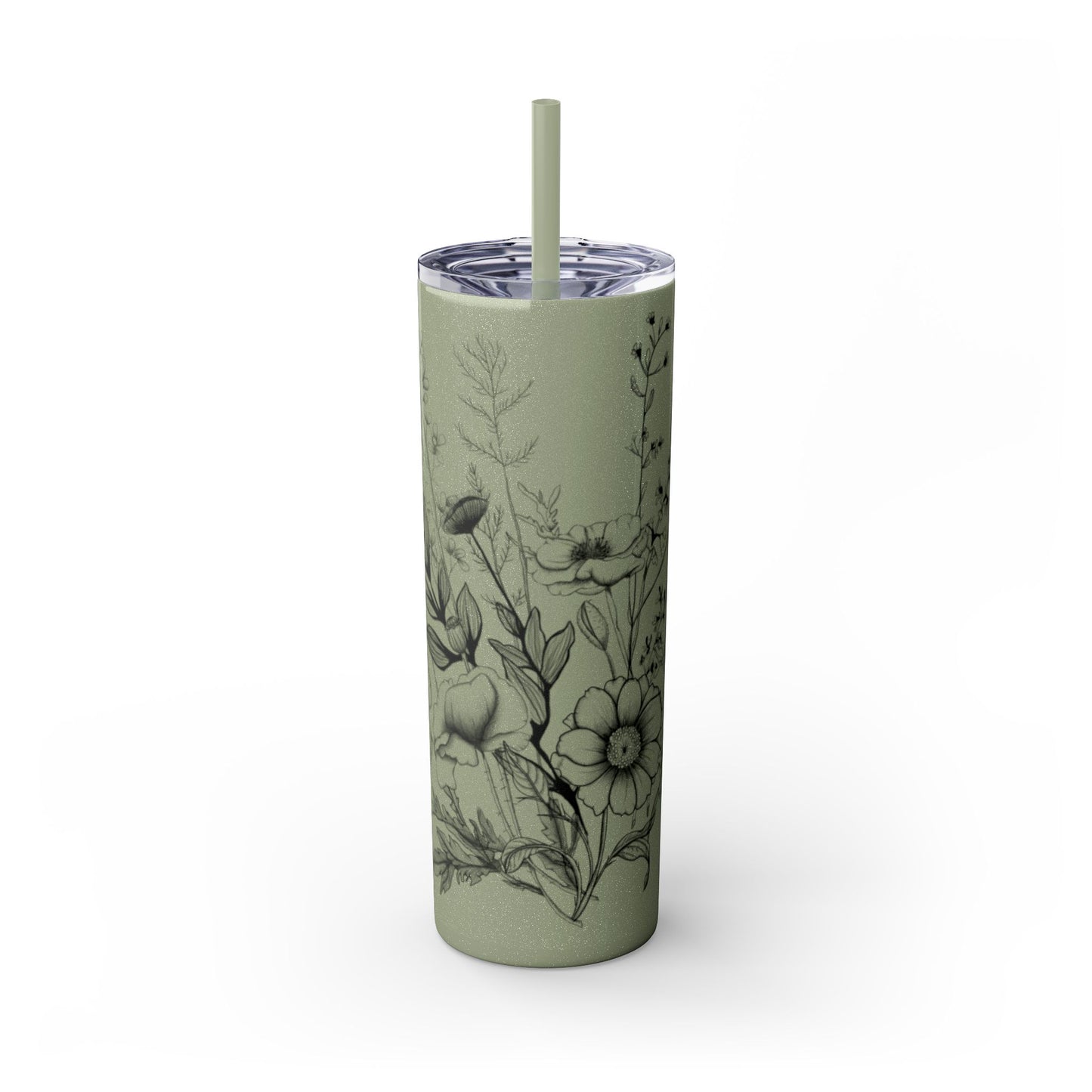 Floral Skinny Tumbler, Elegant Flower Design Drinkware, Perfect for Weddings, Gifts, or Everyday Use