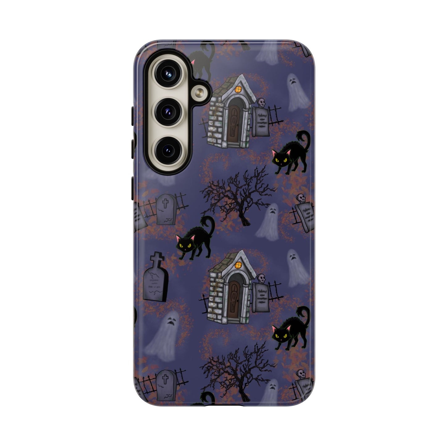 Halloween Phone Case, Spooky Cat Design, Tough Phone Cover, Gift for Cat Lovers, Fall Decor, Halloween Accessories