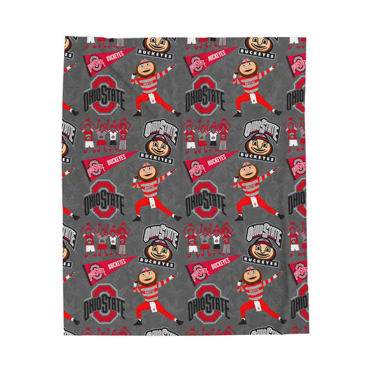 Ohio State Velveteen Plush Blanket, Cozy Sports Throw Blanket, College Fan Gift, Soft Fleece Blanket, Warm Home Décor