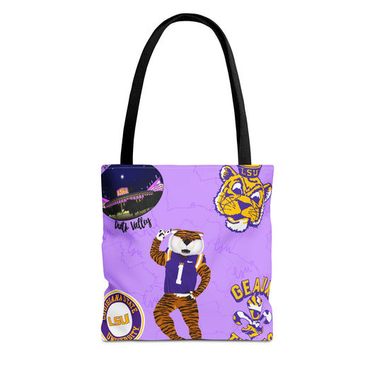 LSU Spirit Tote Bag, Purple Graphic Tote, College Pride Bag, Everyday Essentials, Game Day Tote, Unique Gifts for Students