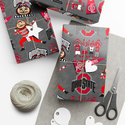 Ohio State Buckeyes Gift Wrap Paper - Brutus Mascot College Football Wrapping Paper