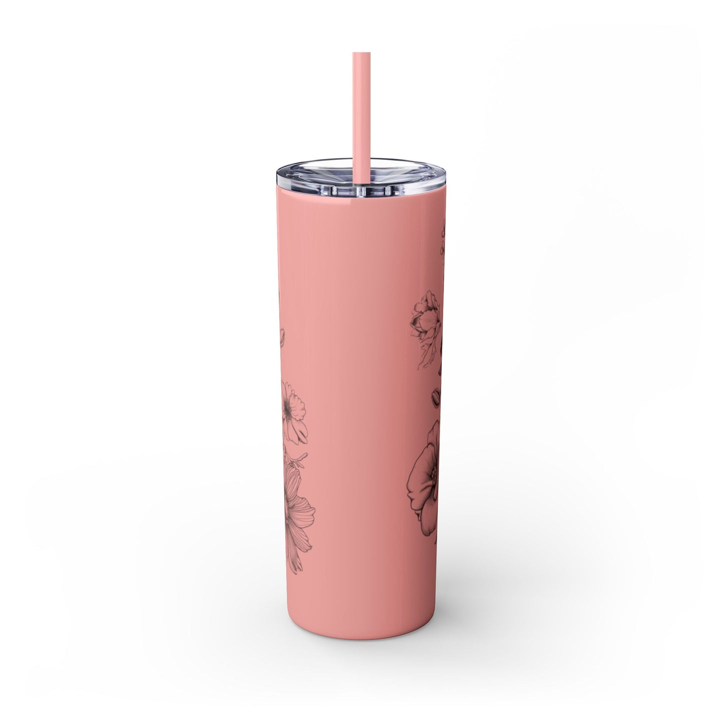 Floral Skinny Tumbler, Elegant Flower Design Drinkware, Perfect for Weddings, Gifts, or Everyday Use