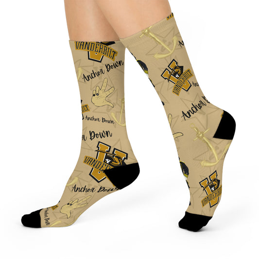 Vanderbilt University Cushioned Crew Socks, Cozy Fun Socks, College Spirit Gear, Casual Footwear, Unique Gift for Students