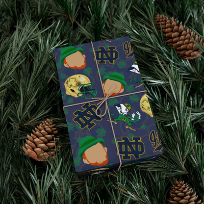 Notre Dame Fighting Irish Gift Wrap Paper – College Football Themed Wrapping Sheets